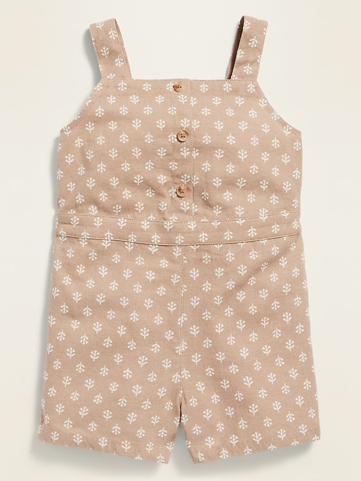 View large product image 1 of 1. Sleeveless Printed Utility Romper for Toddler Girls
