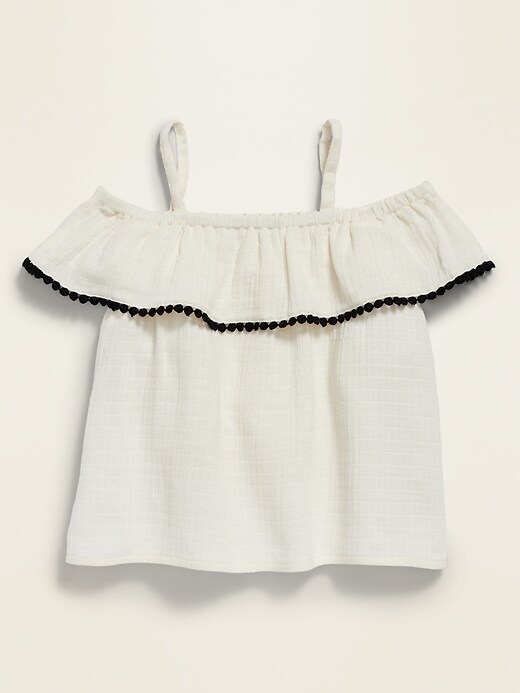 View large product image 1 of 1. Off-the-Shoulder Ruffle-Trim Swing Top for Toddler Girls