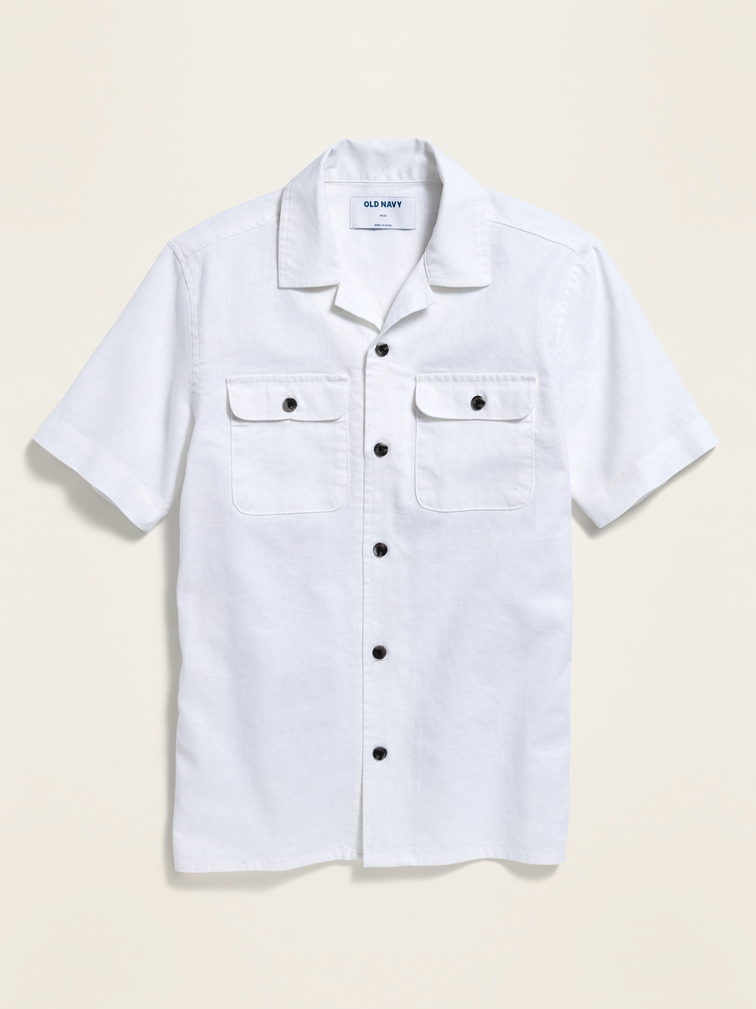 Linen-Blend Utility Camp Shirt For Boys