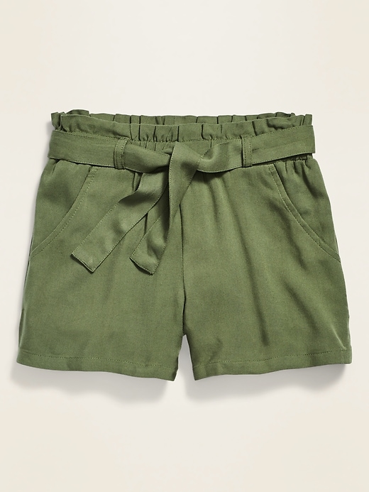 View large product image 1 of 1. Paperbag-Waist Twill Shorts for Girls