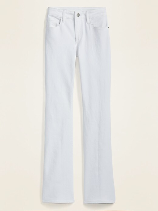 View large product image 1 of 1. Mid-Rise White Kicker Boot-Cut Jeans for Women