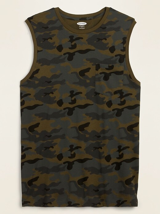 View large product image 1 of 1. Soft-Washed Chest-Pocket Camo Muscle Shirt