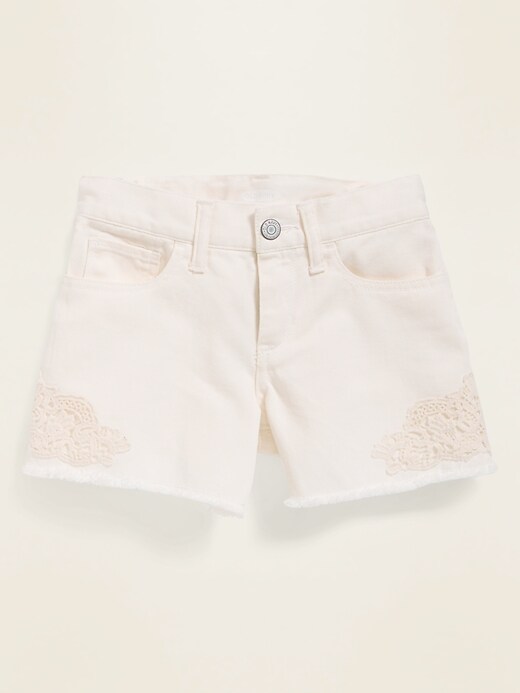 View large product image 1 of 1. Lace-Trim Cut-Off Jean Shorts for Girls