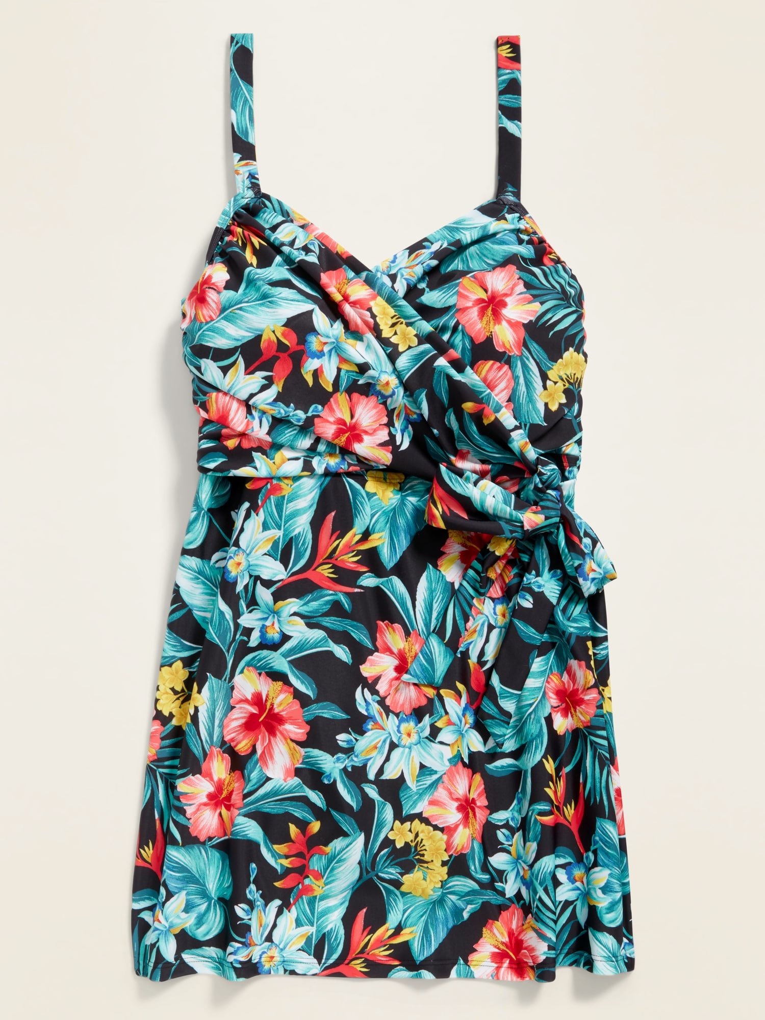 Wrap-Front Secret-Slim Plus-Size Swim Dress