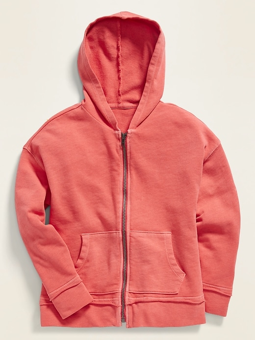 View large product image 1 of 3. Garment-Dyed French Terry Zip Hoodie for Girls
