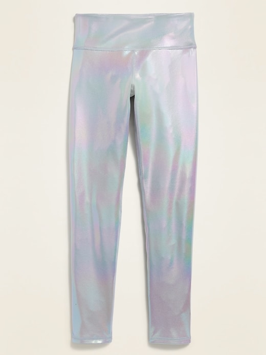 View large product image 1 of 1. Mid-Rise Elevate Go-Dry Iridescent Leggings for Girls