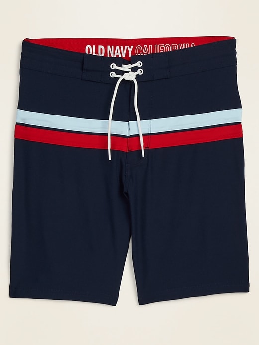 View large product image 1 of 1. Color-Blocked Built-In Flex Board Shorts -- 10-inch inseam