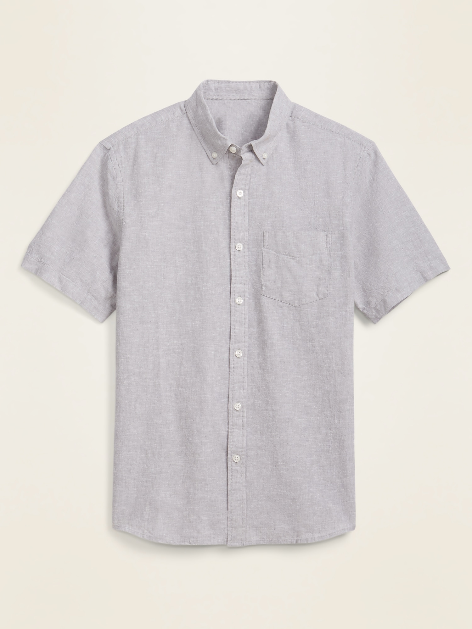 Relaxed Fit Short-sleeved linen-blend shirt - White - Men