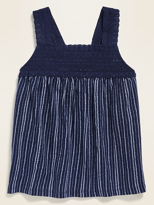 View large product image 1 of 1. Crochet-Trim Slub-Knit Tank Top for Girls