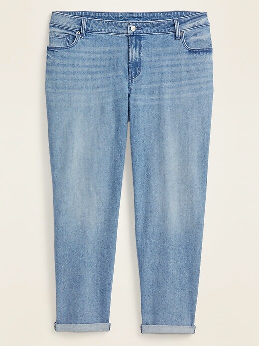 View large product image 1 of 1. Mid-Rise Boyfriend Straight Plus-Size Jeans