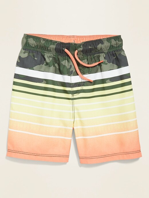 View large product image 1 of 1. Striped Functional-Drawstring Swim Trunks for Toddler Boys