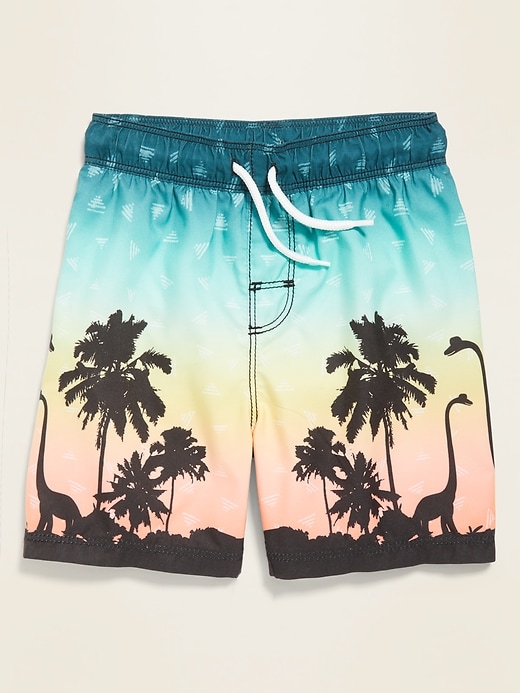 View large product image 1 of 1. Dinosaur-Print Swim Trunks for Toddler Boys