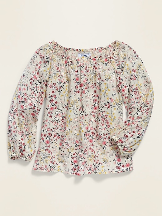 View large product image 1 of 1. Square-Neck Floral Top for Girls