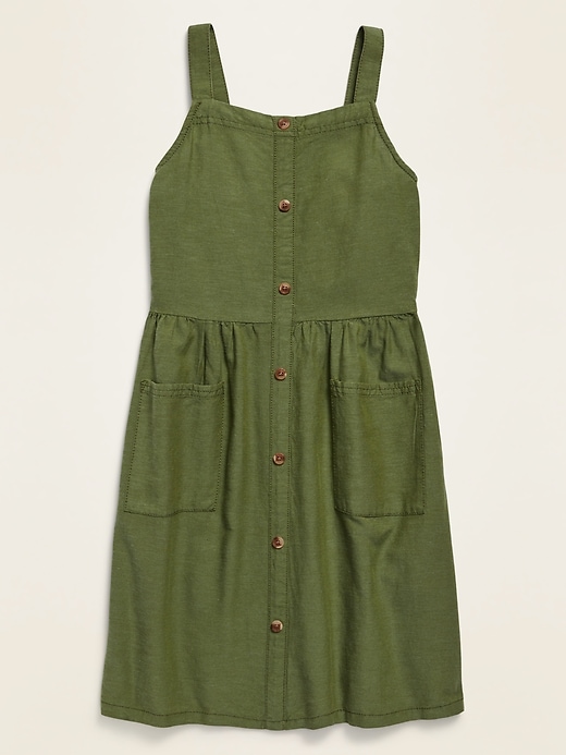 View large product image 1 of 2. Sleeveless Button-Front Dress for Girls