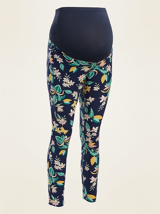 View large product image 1 of 1. Maternity Full-Panel Patterned Pixie Pants