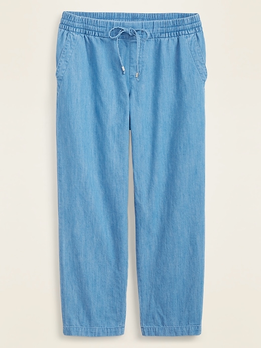 View large product image 1 of 1. Mid-Rise Chambray Pull-On Pants for Women