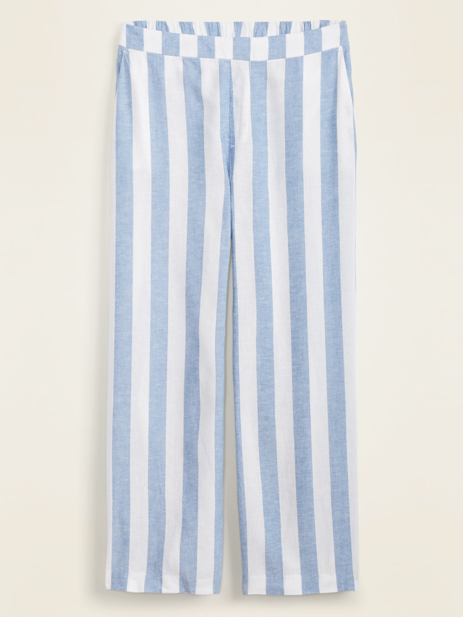 J.Jill Love Linen Striped Wide Leg Blue Cropped Pull On Pants