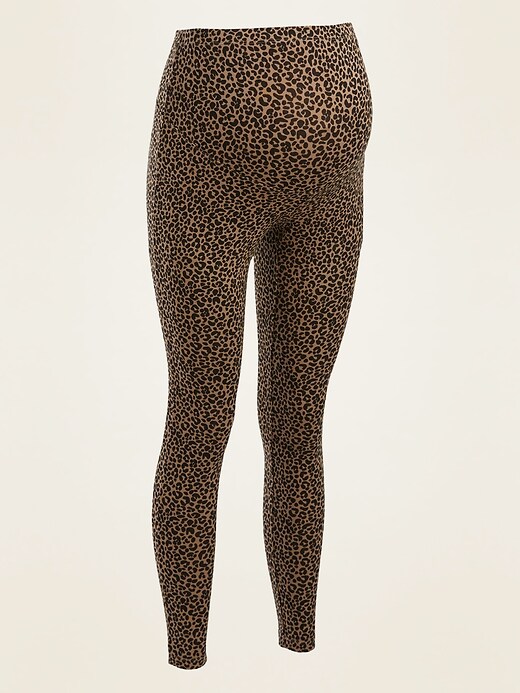 View large product image 1 of 1. Maternity Full-Panel Leopard-Print Leggings