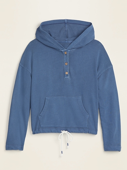 View large product image 1 of 1. Garment-Dyed French Terry Henley Hoodie
