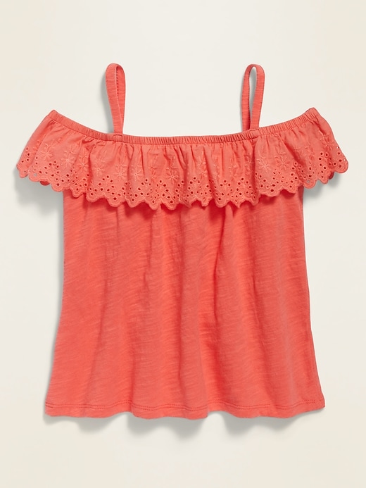 red ruffle top off shoulder