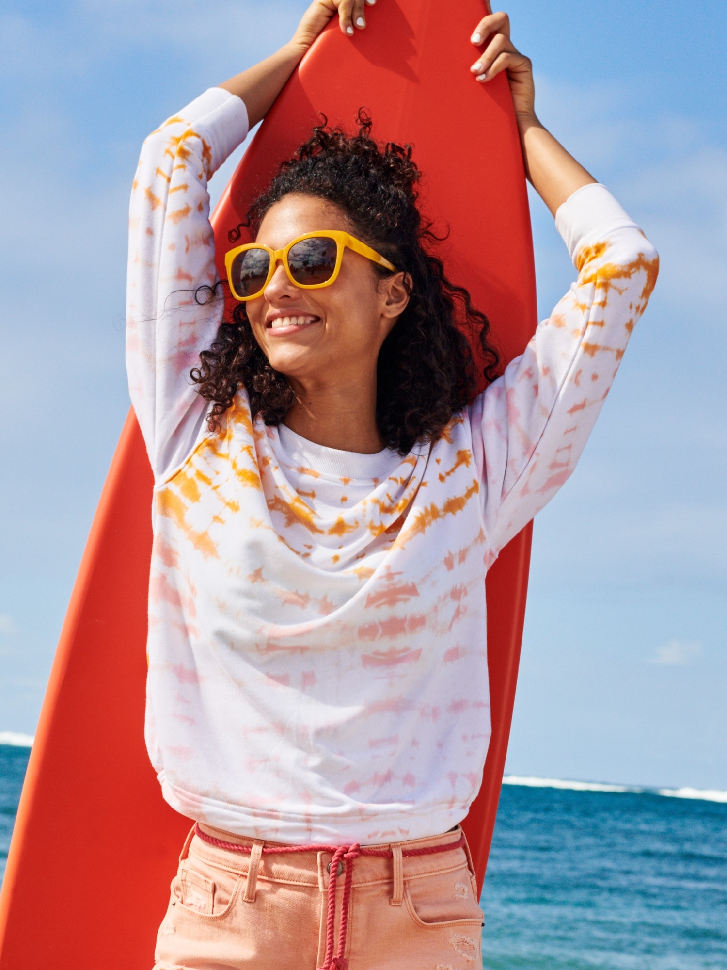 Loose French-Terry Tie-Back Sweatshirt | Old Navy