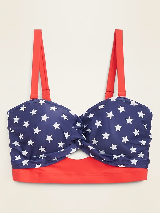 View large product image 1 of 1. Americana Stars Twist-Front Underwire Plus-Size Swim Top