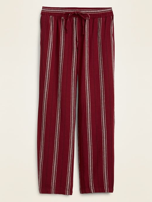 View large product image 2 of 2. Mid-Rise Striped Linen-Blend Wide-Leg Pants for Women