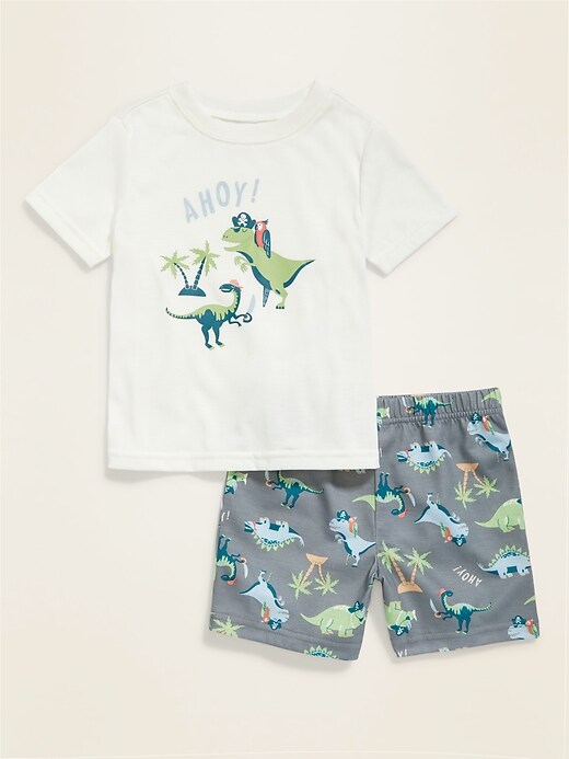 View large product image 1 of 1. Loose-Fit Printed Pajama Set for Toddler Boys & Baby