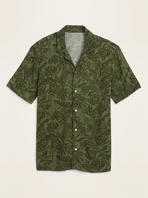 View large product image 1 of 1. Relaxed-Fit Printed Short-Sleeve Camp Shirt