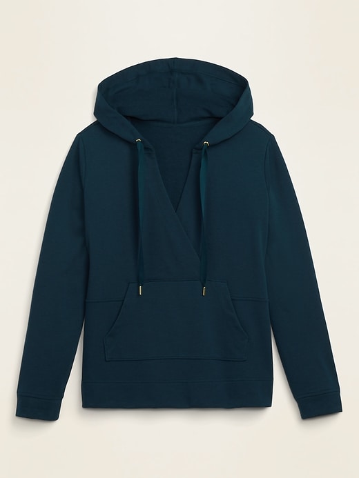 View large product image 1 of 1. French Terry Cross-Front Pullover Plus-Size Hoodie