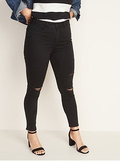 womens black high waisted super skinny jeans