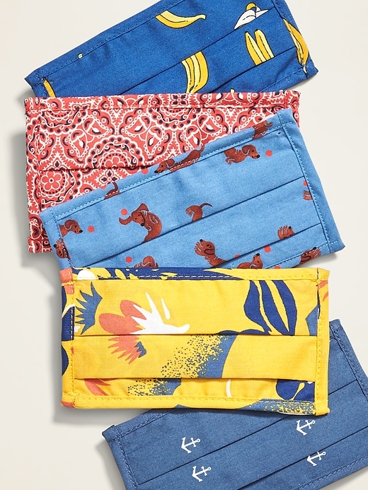 View large product image 1 of 4. Variety 5-Pack of Triple-Layer Cloth Face Masks for Kids