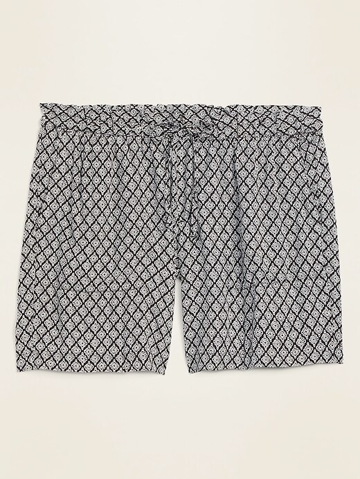 View large product image 1 of 1. High-Waisted Printed Soft-Woven Plus-Size Shorts -- 7-inch inseam