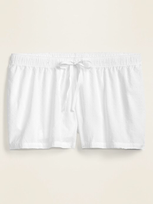 View large product image 1 of 1. Mid-Rise Swiss-Dot Plus-Size Pajama Boxer Shorts