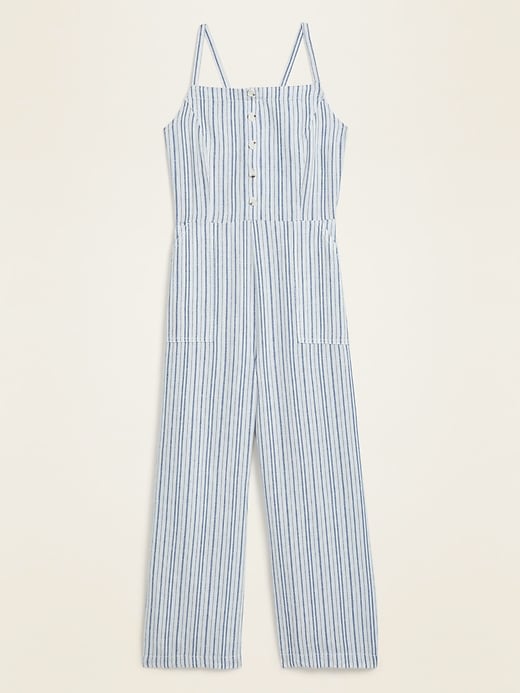 View large product image 2 of 2. Striped Linen-Blend Cami Jumpsuit for Women