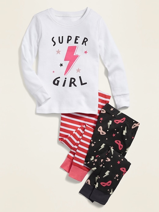 View large product image 1 of 1. 3-Piece "Super Girl" Pajama Set for Toddler Girls & Baby