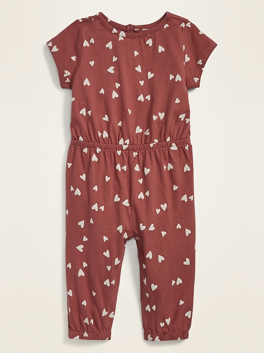 View large product image 1 of 1. Printed Short-Sleeve Jersey Jumpsuit for Baby