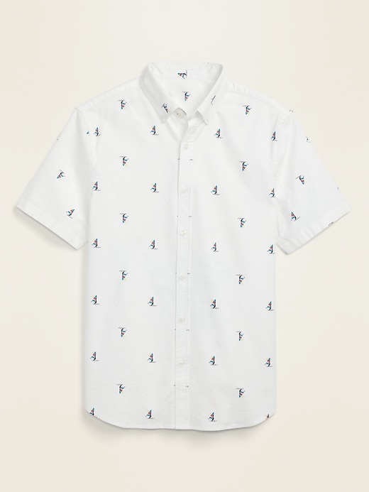 View large product image 1 of 1. Built-In Flex Oxford Short-Sleeve Shirt