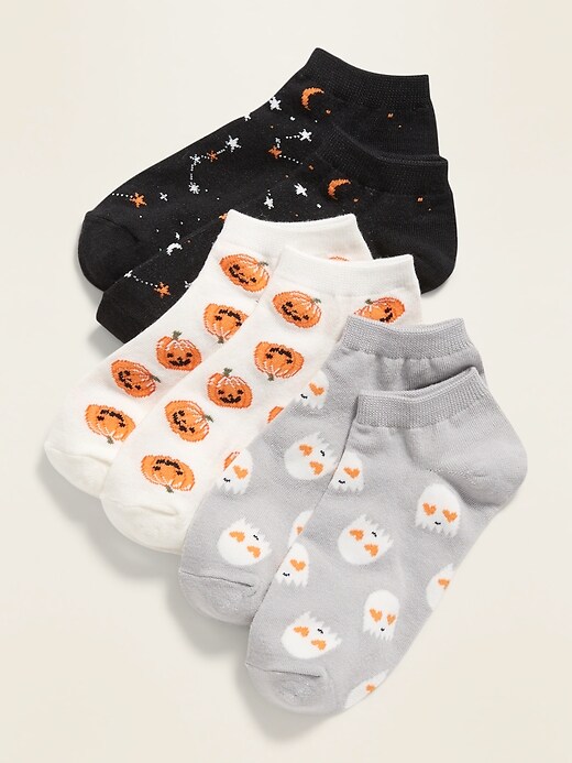 View large product image 1 of 1. Halloween Ankle Socks 3-Pack for Girls