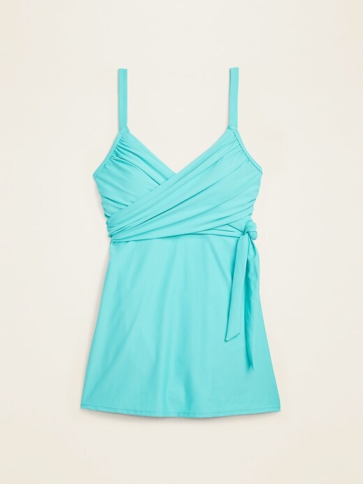 View large product image 1 of 1. Wrap-Front Secret-Slim Plus-Size Swim Dress