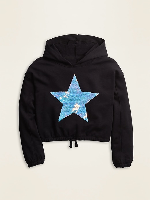 View large product image 1 of 3. Cinched-Hem French Terry Cropped Pullover Hoodie for Girls
