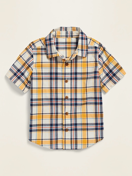 View large product image 1 of 1. Plaid Short-Sleeve Shirt for Toddler Boys