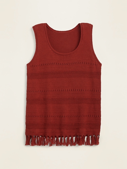 View large product image 1 of 1. Sleeveless Fringed-Hem Sweater for Women
