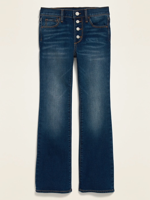 View large product image 1 of 1. High-Waisted Built-In Tough Button-Fly Flare Jeans for Girls