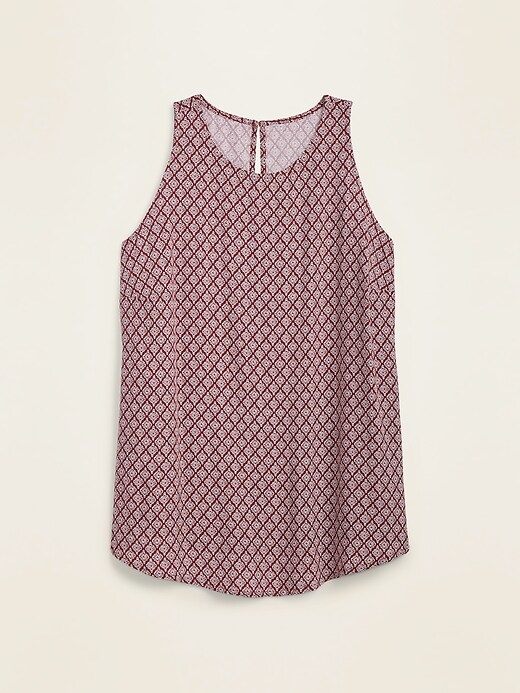 View large product image 1 of 1. High-Neck Printed Sleeveless Plus-Size Swing Top