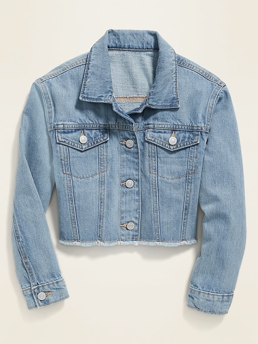 View large product image 1 of 2. POPSUGAR x Old Navy Cropped Raw-Hem Jean Jacket