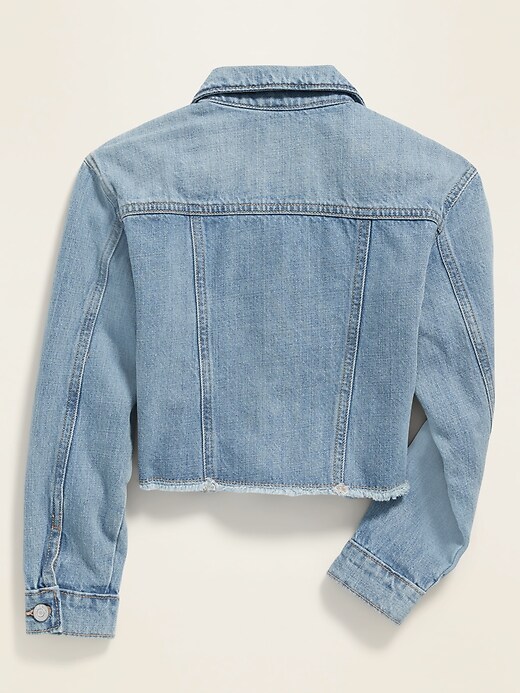 View large product image 2 of 2. POPSUGAR x Old Navy Cropped Raw-Hem Jean Jacket