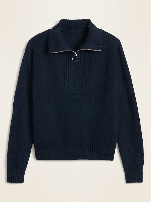 zipper collar sweater women's