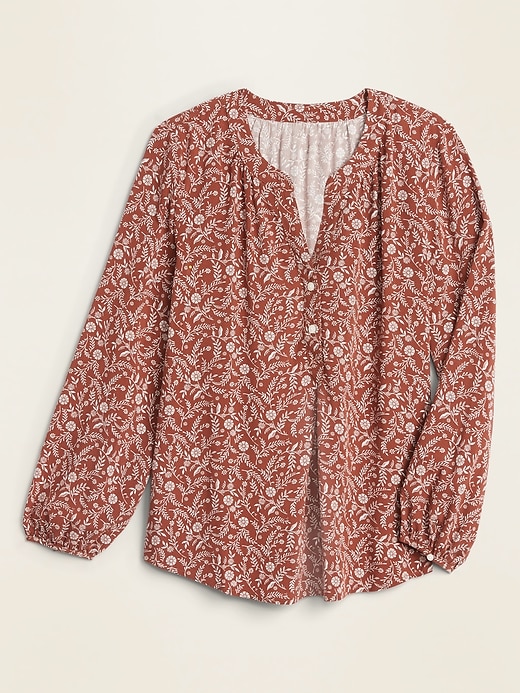 View large product image 2 of 2. Split-Neck Popover Blouse for Women