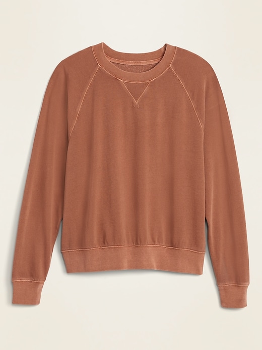 Brown Vintage Garment-Dyed Crew-Neck Sweatshirt for Women 2X
